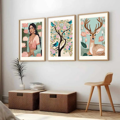 Madhubani  Wall  Art Paintings for Living Room - Wall Poster With frames