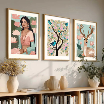 Madhubani  Wall  Art Paintings for Living Room - Wall Poster With frames