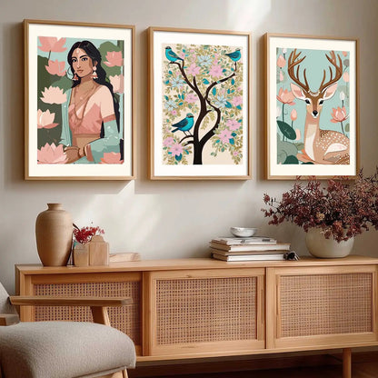 Madhubani  Wall  Art Paintings for Living Room - Wall Poster With frames