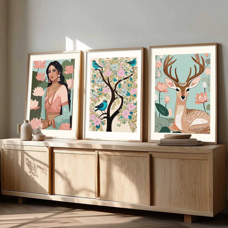 Madhubani  Wall  Art Paintings for Living Room - Wall Poster With frames