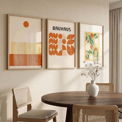 Earthy Abstract Boho Wall Art Set of 3 Framed Prints