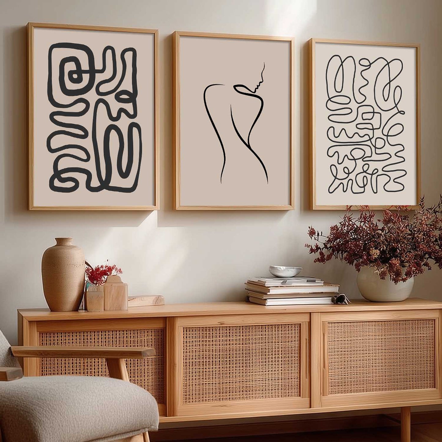 Boho Framed Wall Art Prints | Set of 3 | Home Decor