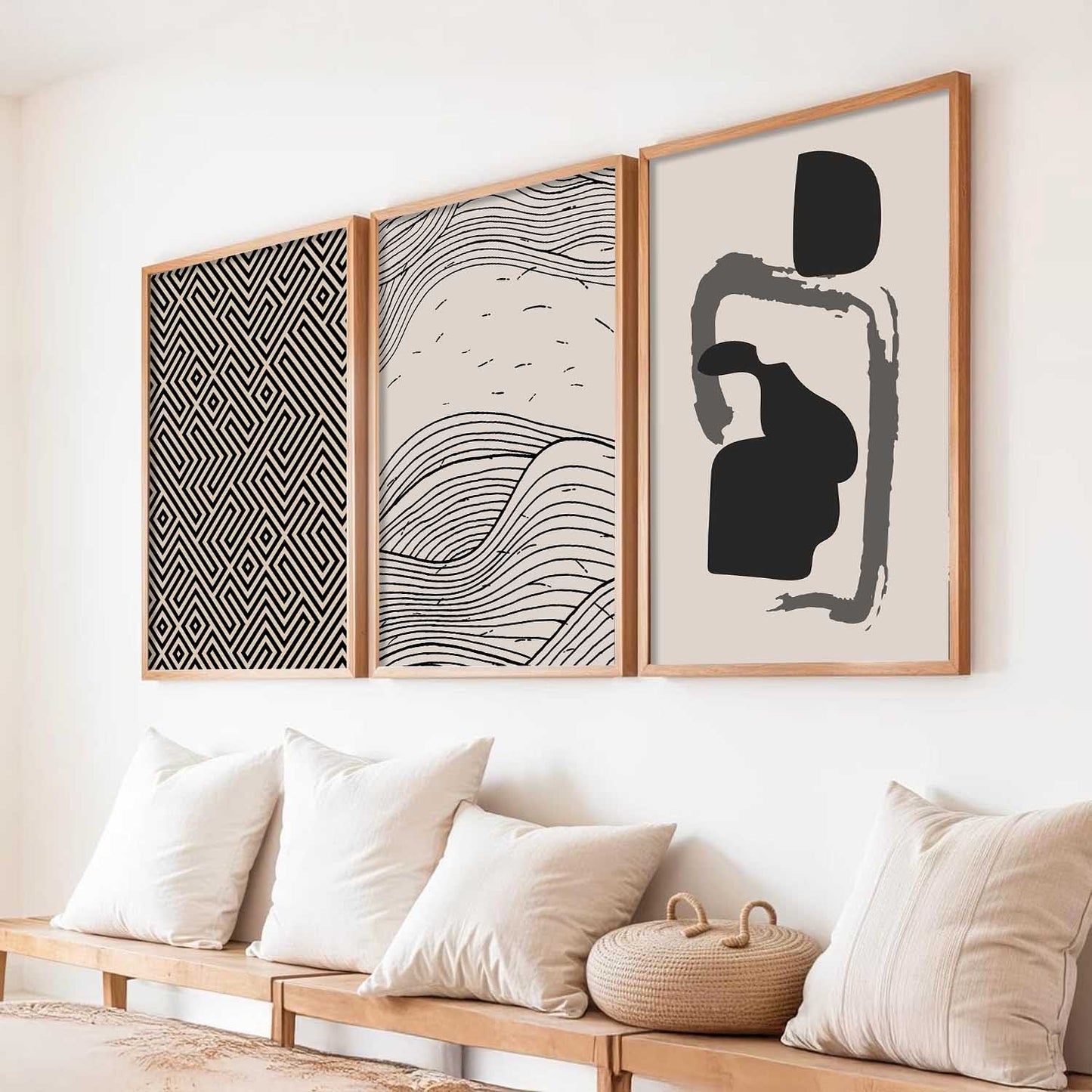 Boho Framed Wall Art Prints | Set of 3 | Home Decor