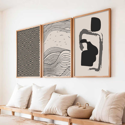 Boho Framed Wall Art Prints | Set of 3 | Home Decor