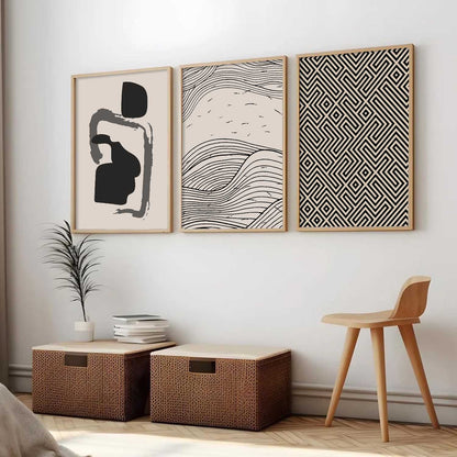 Boho Framed Wall Art Prints | Set of 3 | Home Decor