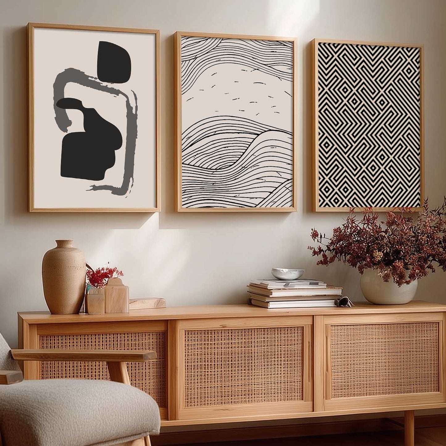 Boho Framed Wall Art Prints | Set of 3 | Home Decor