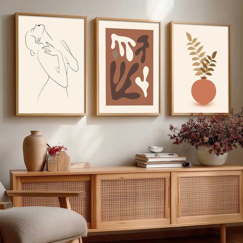 Boho Framed Wall Art Prints | Set of 3 | Home Decor