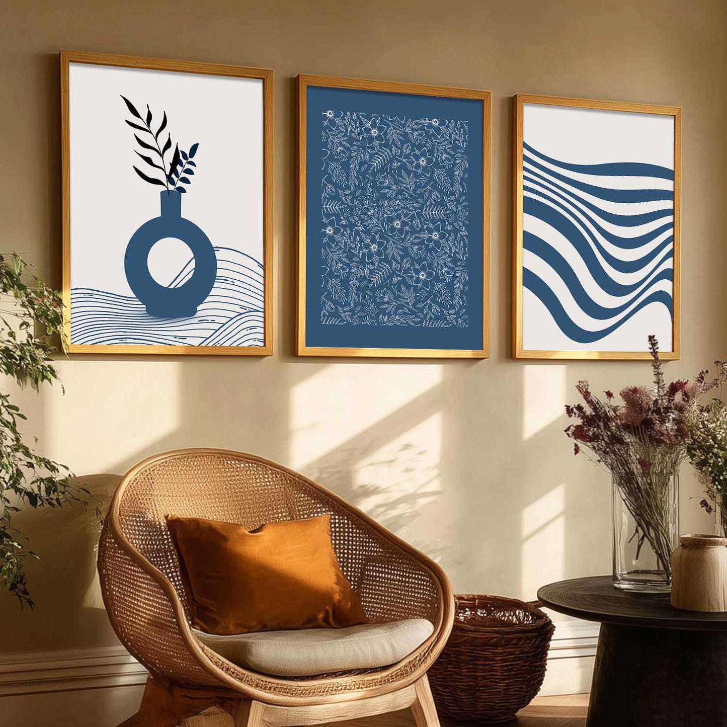 Boho Framed Wall Art Prints | Set of 3 | Home Decor