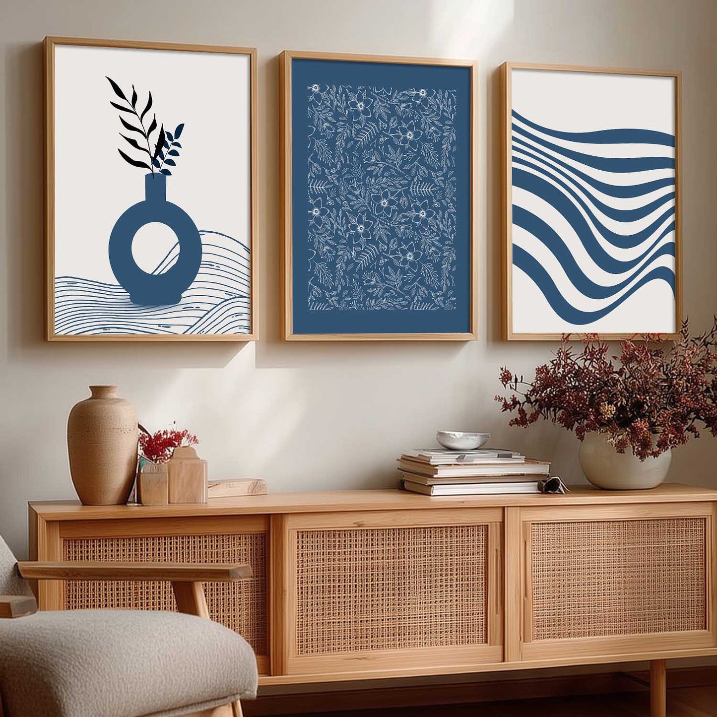 Boho Framed Wall Art Prints | Set of 3 | Home Decor