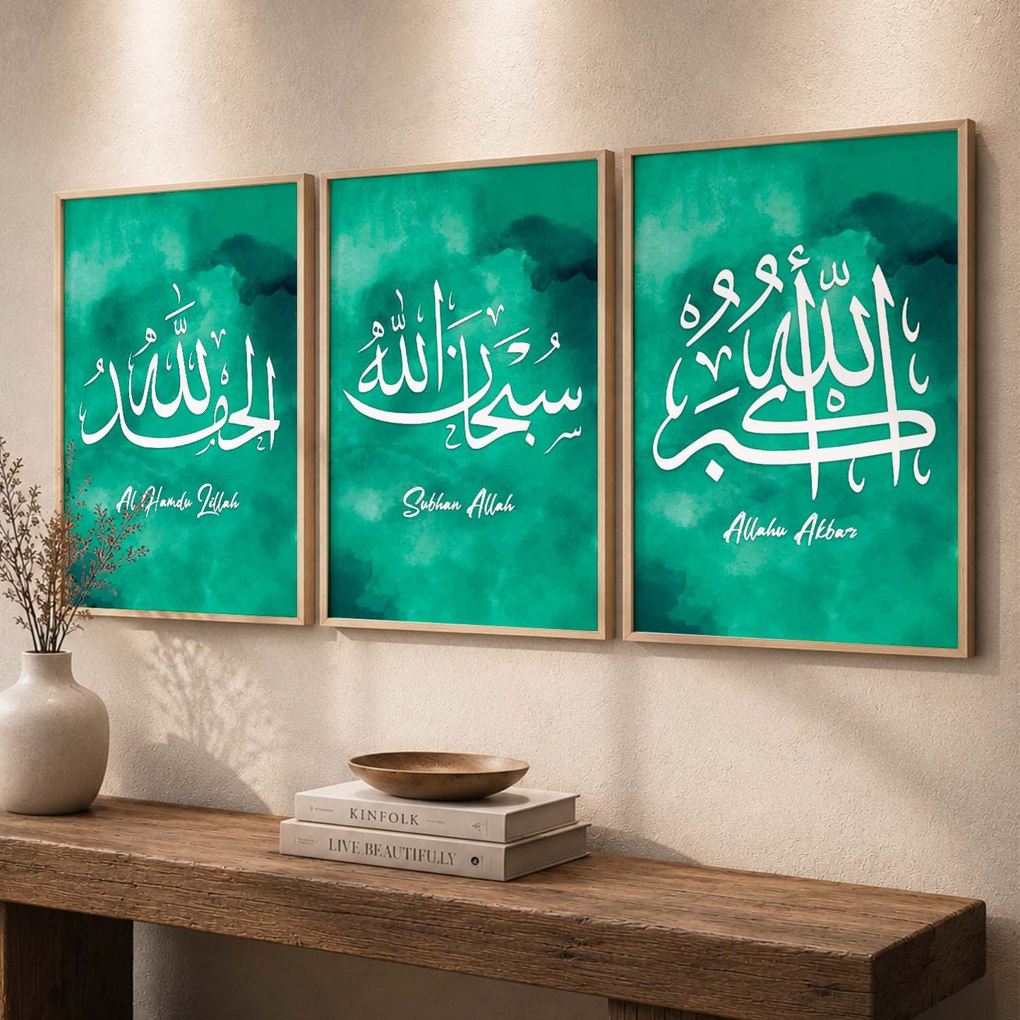 Kotart Religious Wall Prints - Modern Art Wall Prints for Living Room ( 11 inch x 14 inch, Framed ,Multicolor) Set of 3