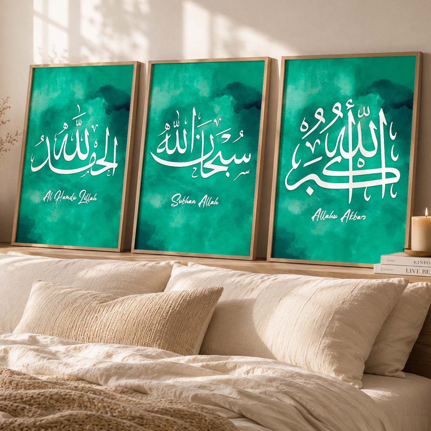 Kotart Religious Wall Prints - Modern Art Wall Prints for Living Room ( 11 inch x 14 inch, Framed ,Multicolor) Set of 3