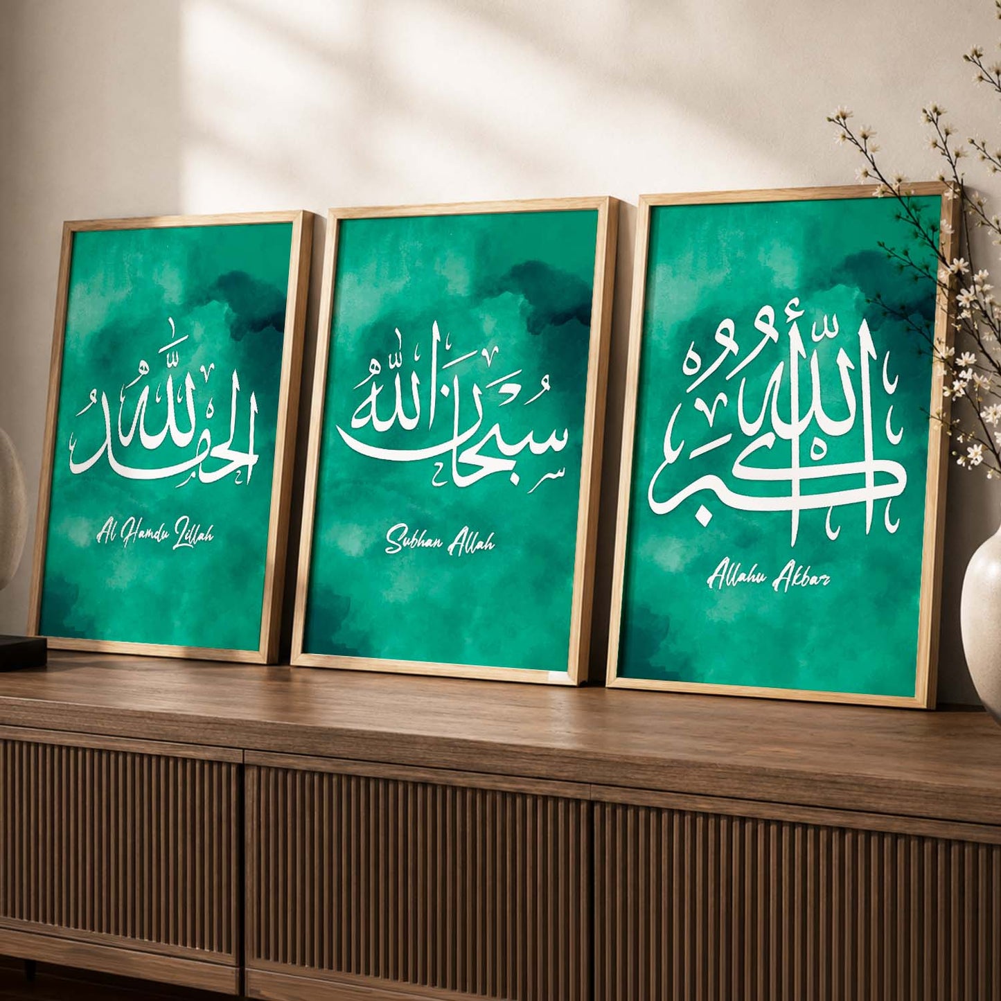 Kotart Religious Wall Prints - Modern Art Wall Prints for Living Room ( 11 inch x 14 inch, Framed ,Multicolor) Set of 3