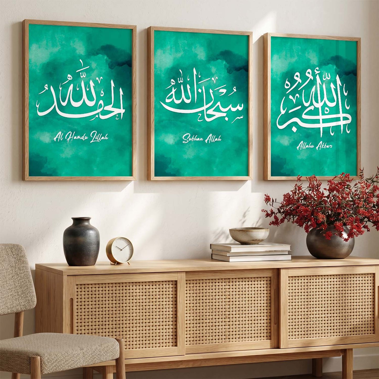 Kotart Religious Wall Prints - Modern Art Wall Prints for Living Room ( 11 inch x 14 inch, Framed ,Multicolor) Set of 3