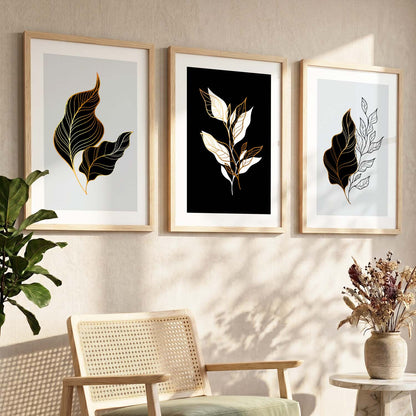 Nature Inspired Wall Posters with Frame : Black
