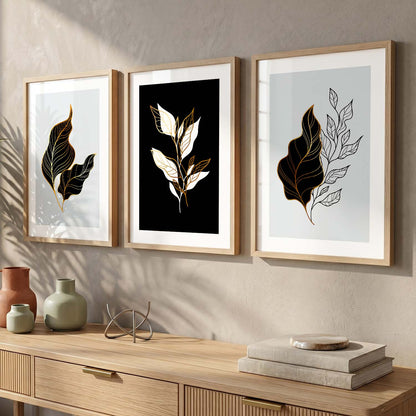 Nature Inspired Wall Posters with Frame : Black