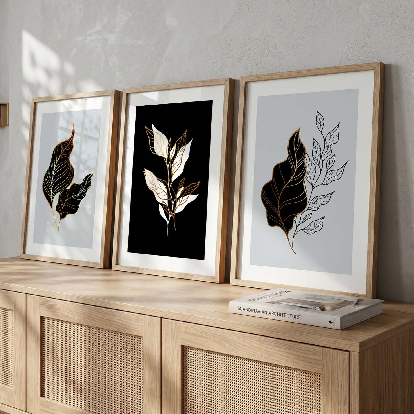 Nature Inspired Wall Posters with Frame : Black