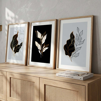 Nature Inspired Wall Posters with Frame : Black