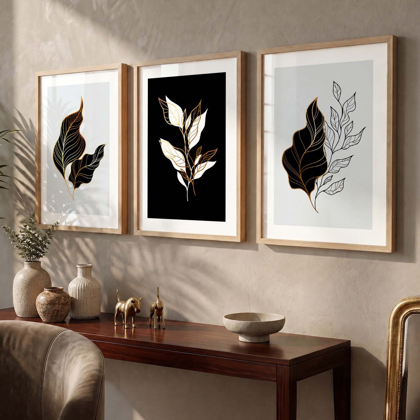 Nature Inspired Wall Posters with Frame : Black