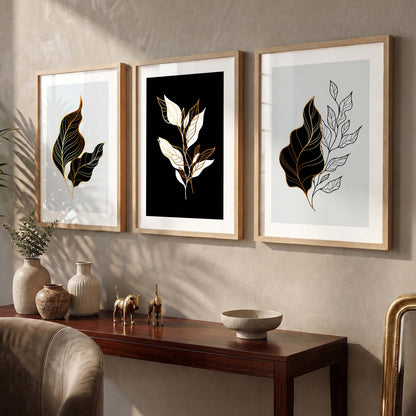 Nature Inspired Wall Posters with Frame : Black