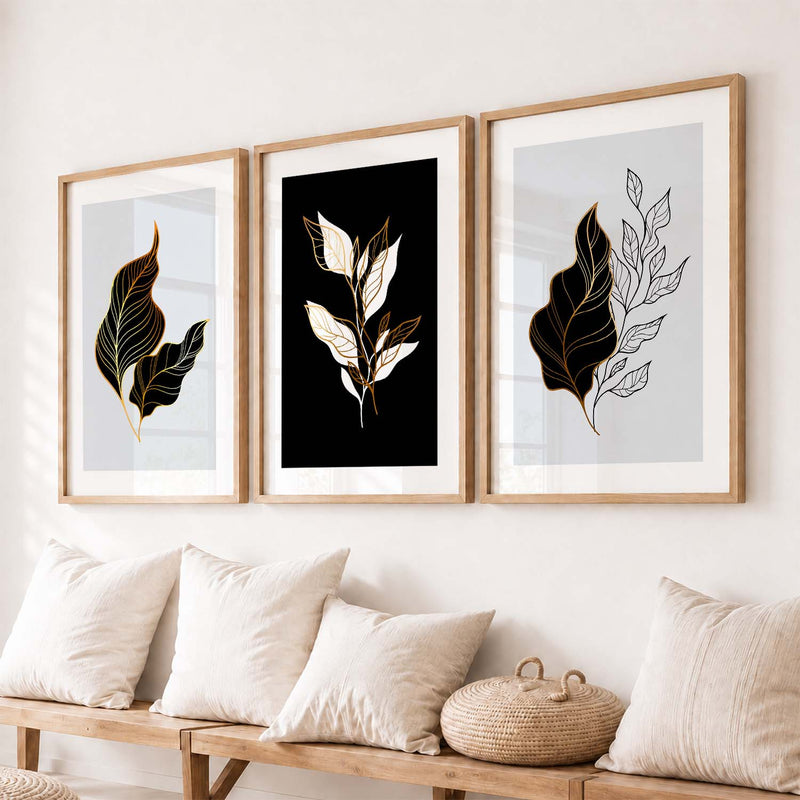 Nature Inspired Wall Posters with Frame : Black