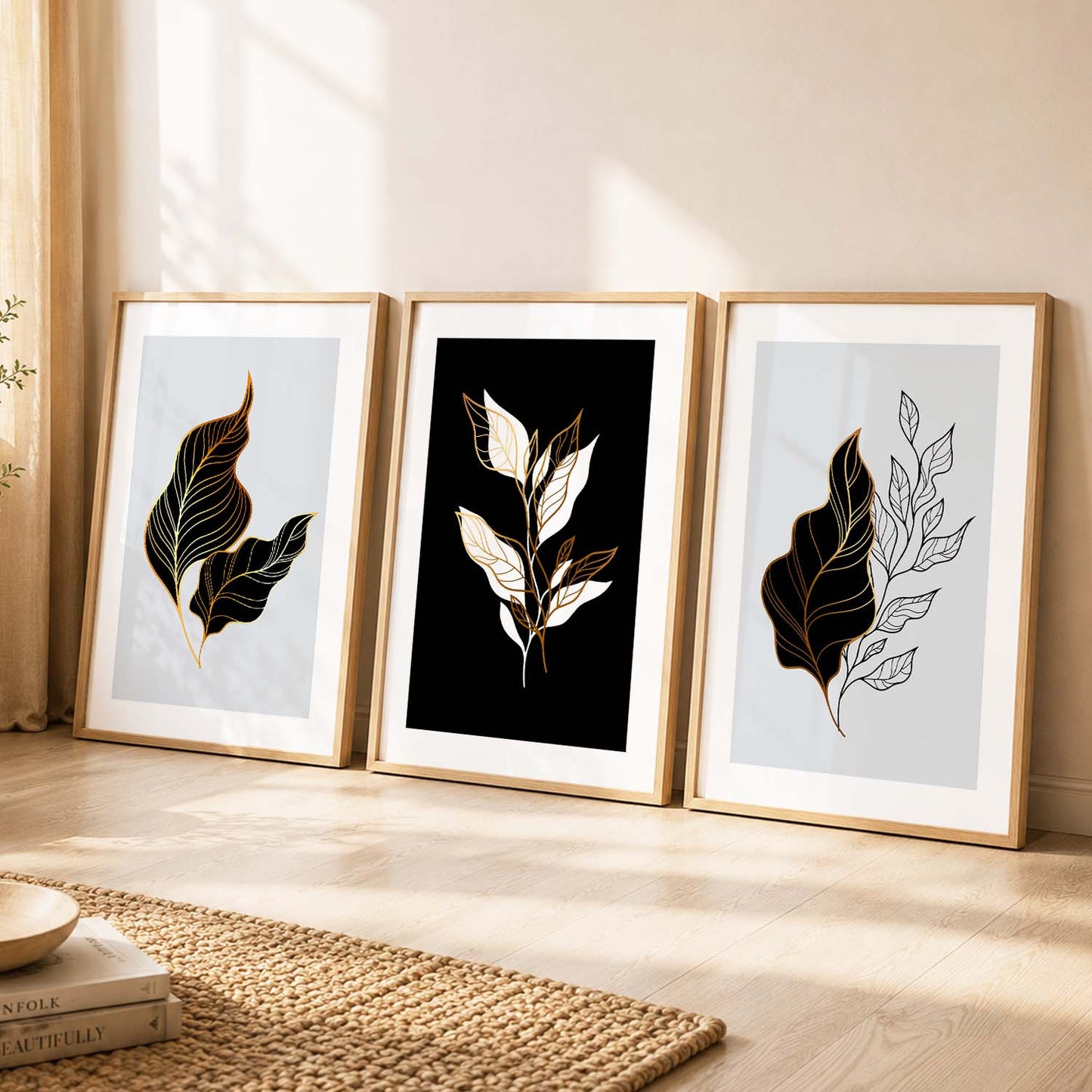 Nature Inspired Wall Posters with Frame : Black