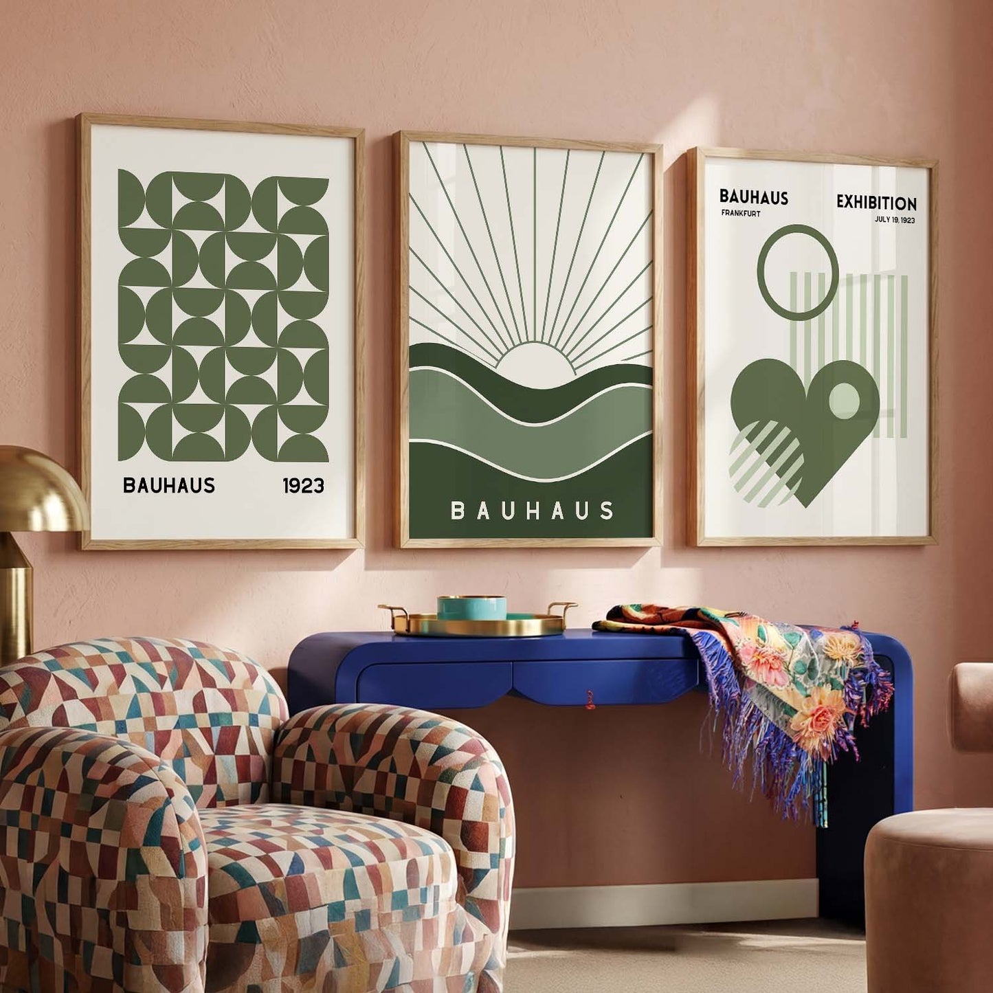 Line Art Boho Wall Art Set of 3 Framed Prints