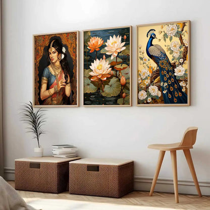 Madhubani    Wall  Art  Paintings for Living Room - Wall Poster With frames