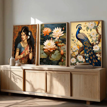 Madhubani    Wall  Art  Paintings for Living Room - Wall Poster With frames