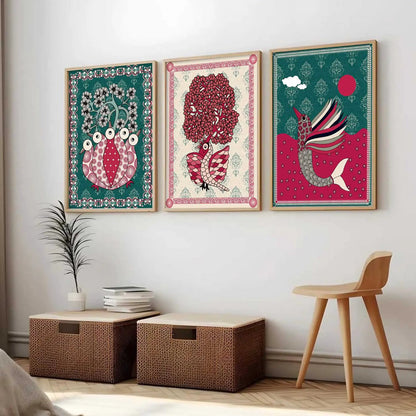 Gond   Wall  Art  Paintings for Living Room - Wall Poster With frames