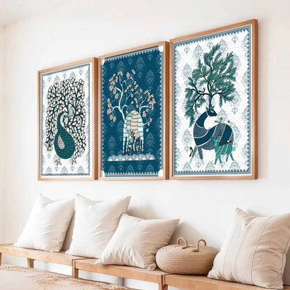 Gond  Wall Art  Paintings for Living Room - Wall Poster With frames