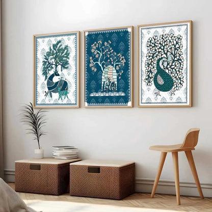 Gond  Wall Art  Paintings for Living Room - Wall Poster With frames