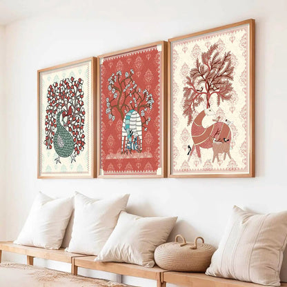 Gond  Wall Art  Paintings for Living Room - Wall Poster With frames