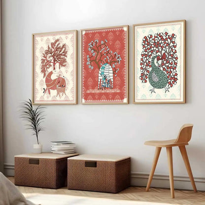 Gond  Wall Art  Paintings for Living Room - Wall Poster With frames