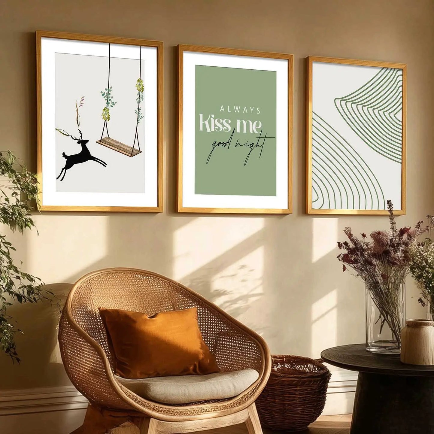 Boho Wall Art Paintings for Living Room - Wall Poster With frames