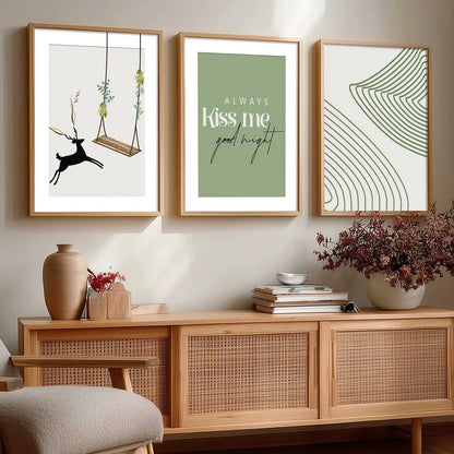 Boho Wall Art Paintings for Living Room - Wall Poster With frames