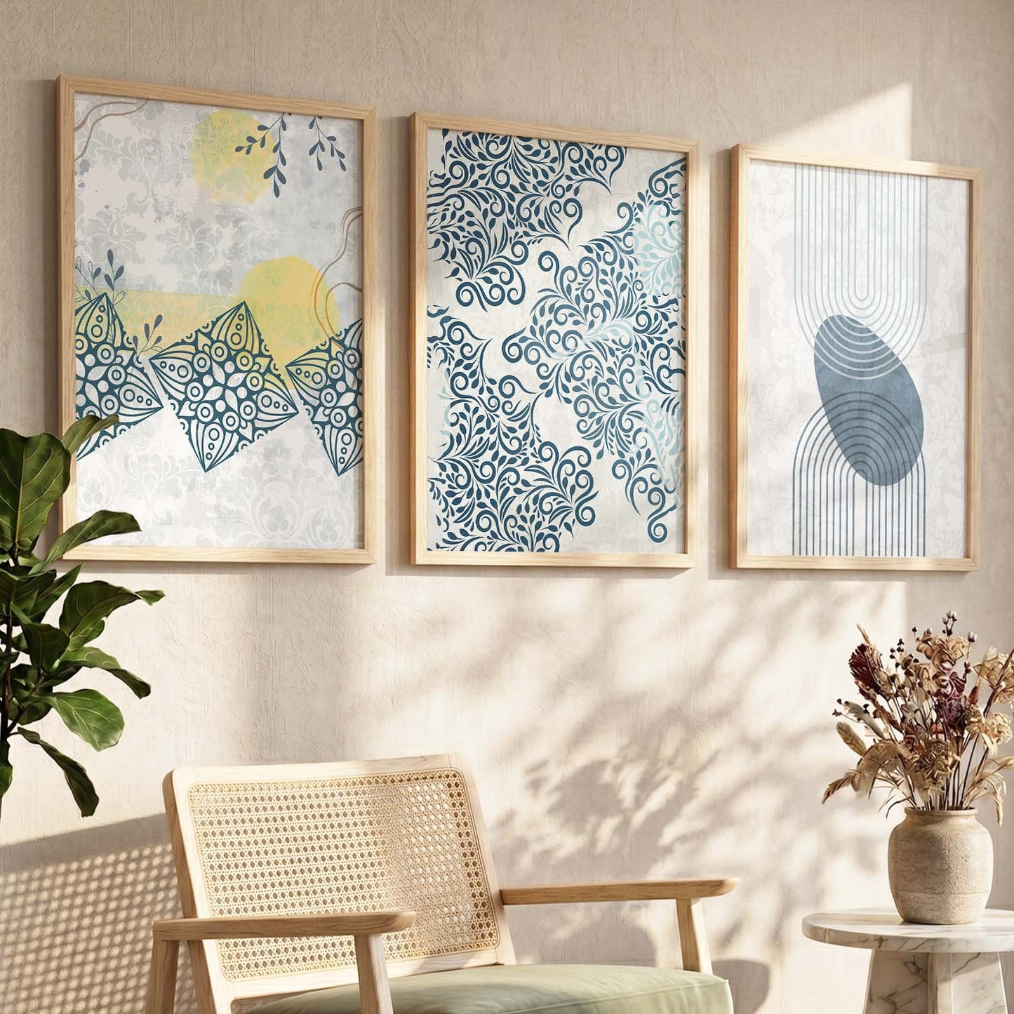 Boho  Wall   Art  Paintings for Living Room - Wall Poster With frames