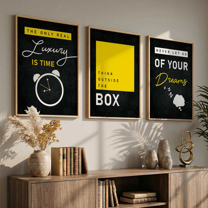 Bold Typography Motivational Quotes Wall Art Set of 3 Framed Prints for Home Gym