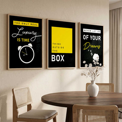 Bold Typography Motivational Quotes Wall Art Set of 3 Framed Prints for Home Gym