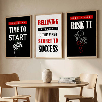 Motivational Quotes Wall Art Set of 3 Framed Prints for Reading Corner