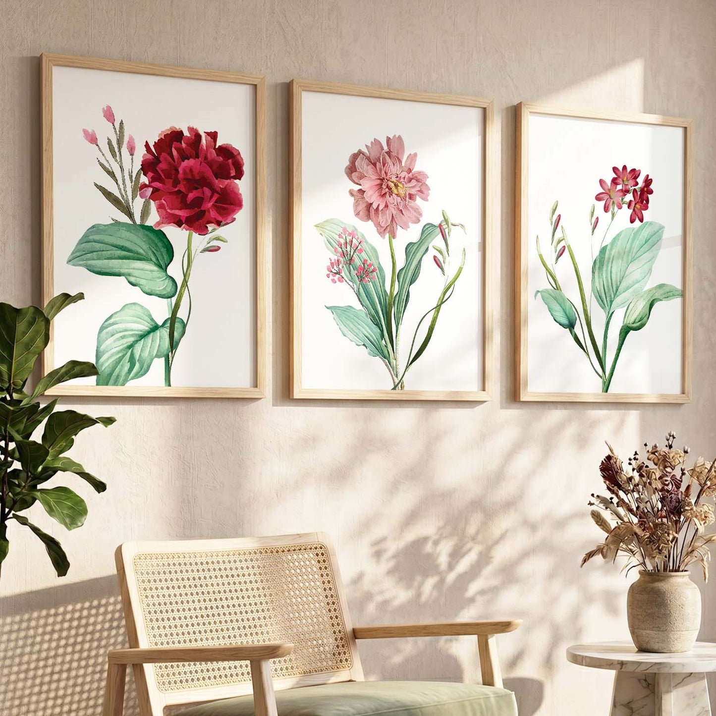 Pink & Red Floral Fever - Contemporary Floral Theme Framed Wall Art