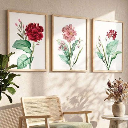 Pink & Red Floral Fever - Contemporary Floral Theme Framed Wall Art