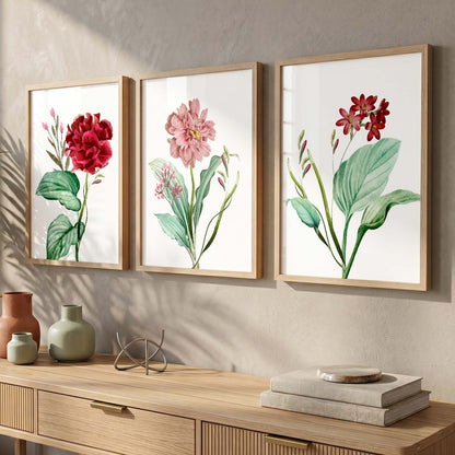 Pink & Red Floral Fever - Contemporary Floral Theme Framed Wall Art