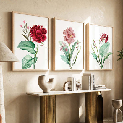 Pink & Red Floral Fever - Contemporary Floral Theme Framed Wall Art