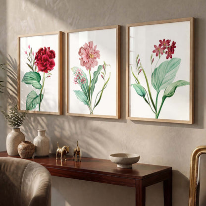 Pink & Red Floral Fever - Contemporary Floral Theme Framed Wall Art