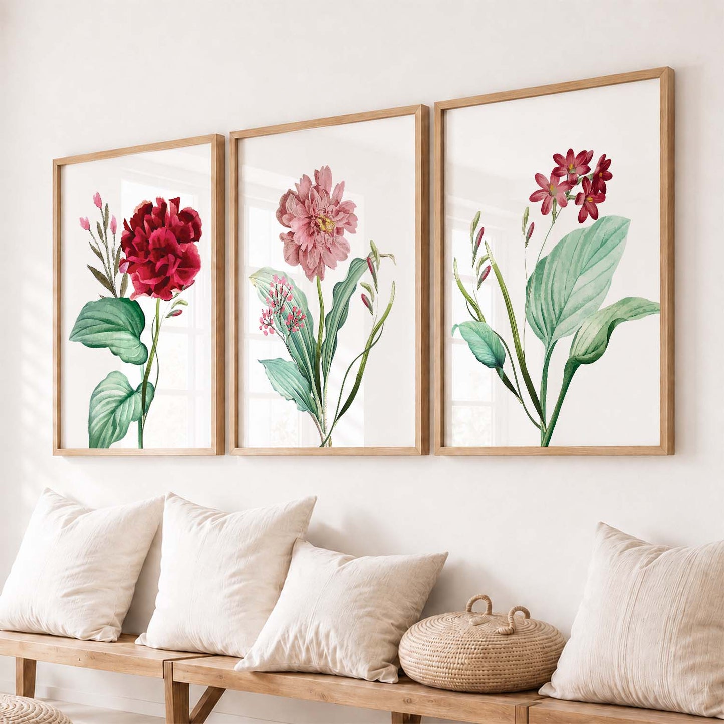 Pink & Red Floral Fever - Contemporary Floral Theme Framed Wall Art