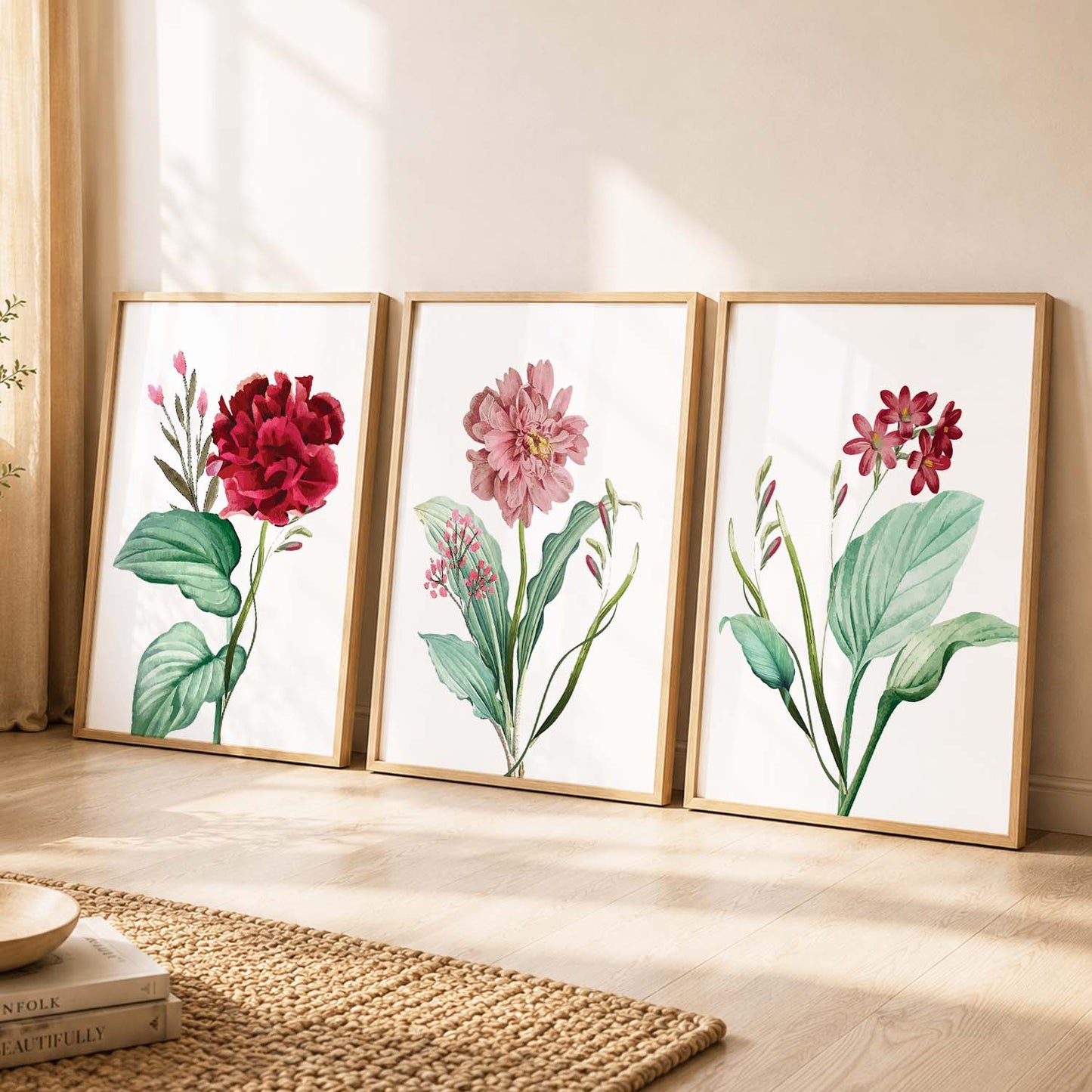Pink & Red Floral Fever - Contemporary Floral Theme Framed Wall Art