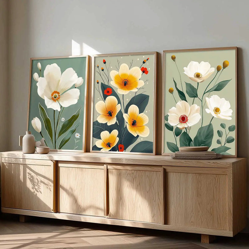 Floral  Wall   Art  Paintings for Living Room - Wall Poster With frames