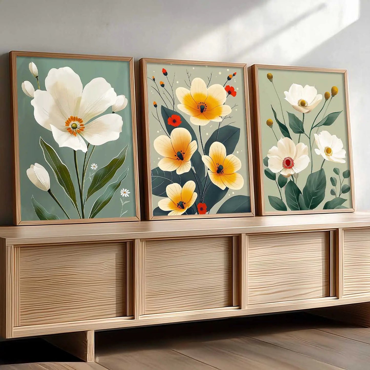 Floral  Wall   Art  Paintings for Living Room - Wall Poster With frames