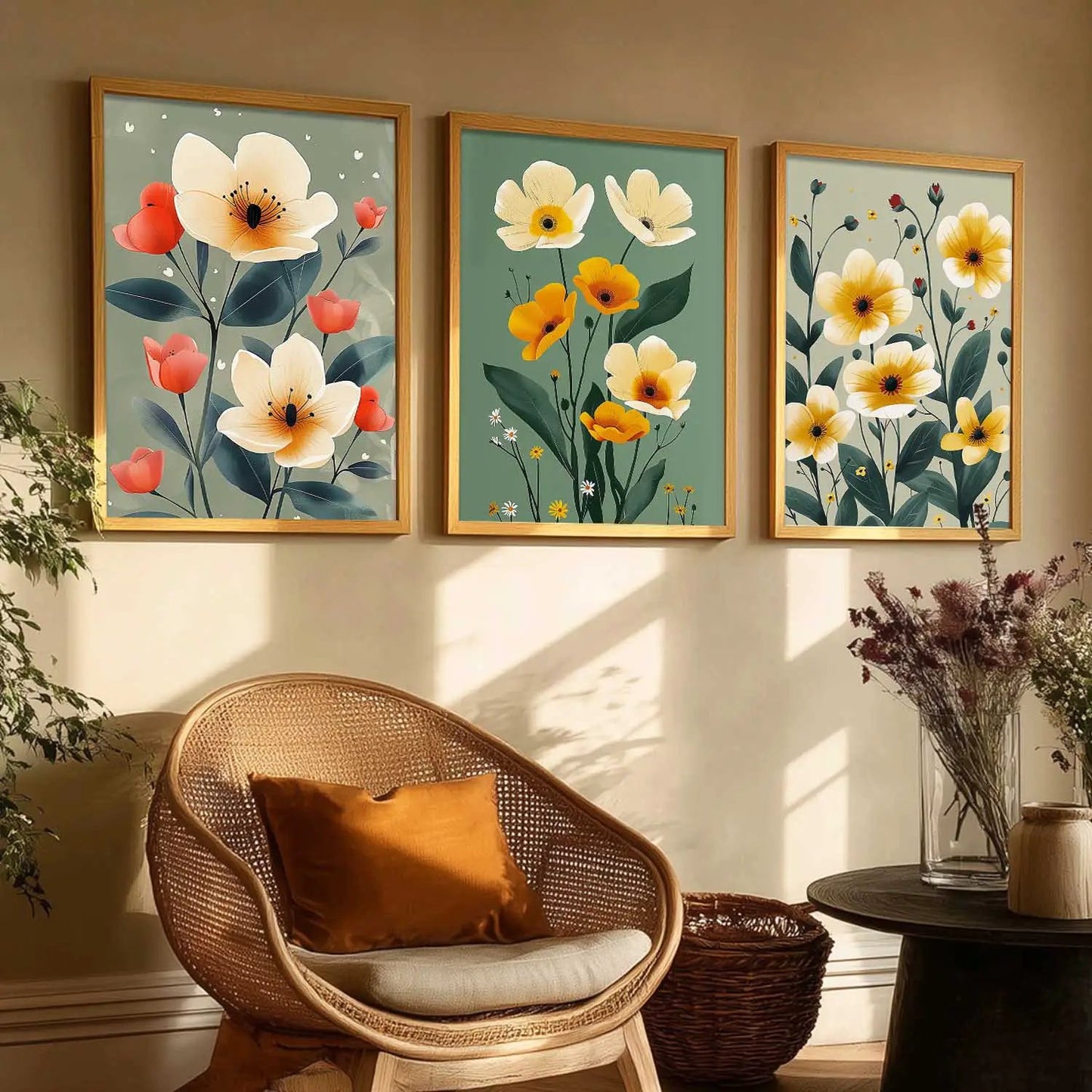 Floral   Wall   Art  Paintings for Living Room - Wall Poster With frames