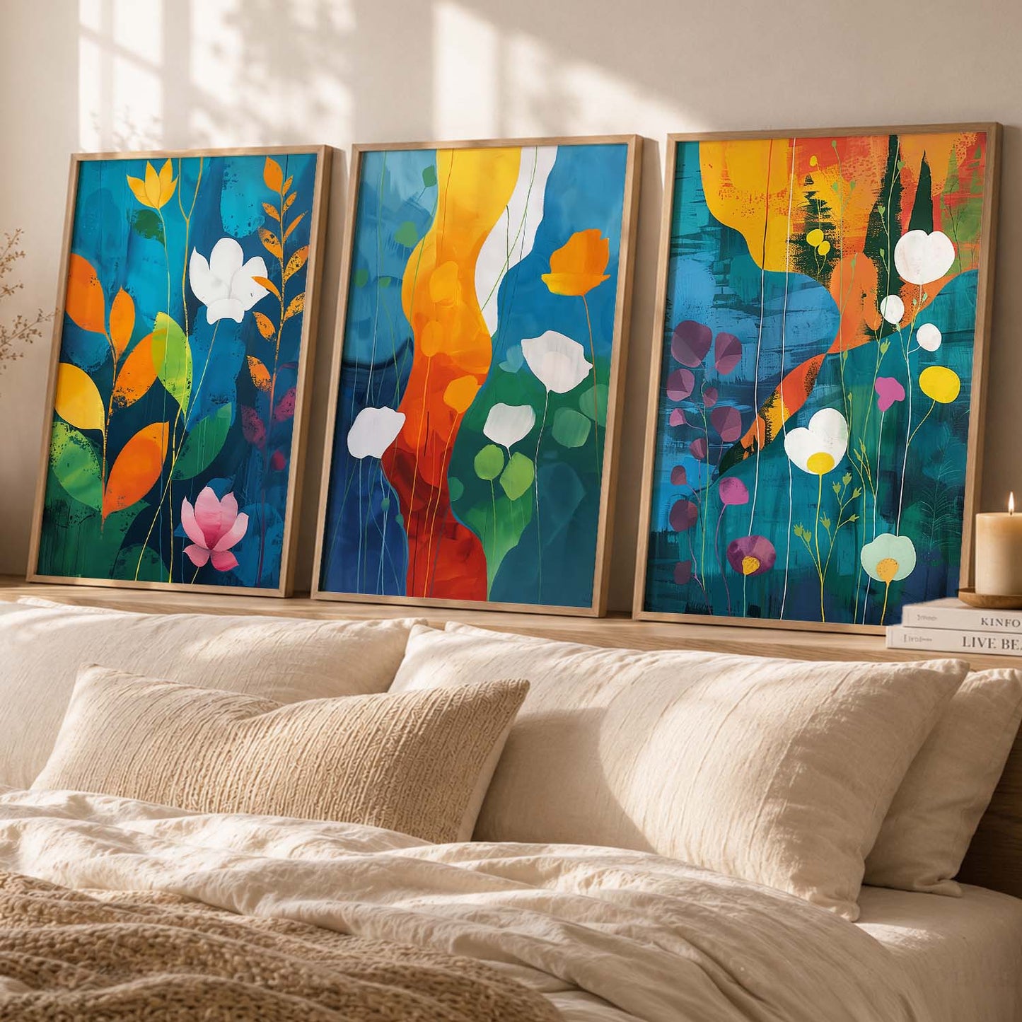 Floral  Wall  Art  Paintings for Living Room - Wall Poster With frames